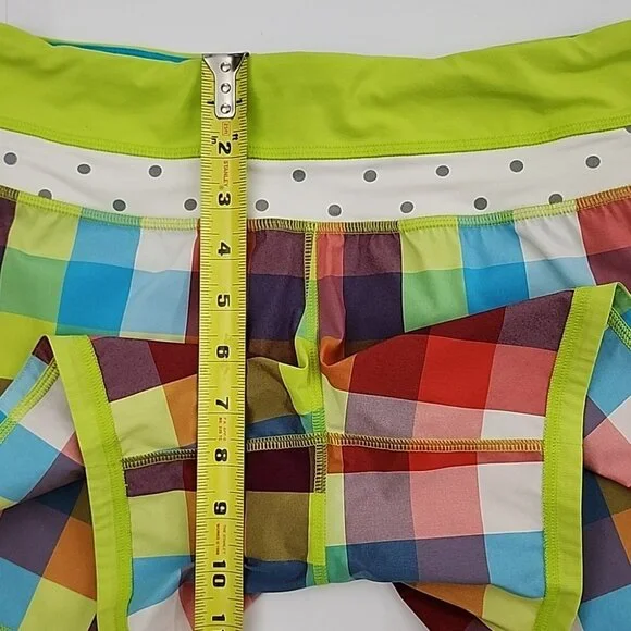 Lululemon Special Edition Seawheeze Multi Lime Blue Plaid Short 4.5" Inseam Sz 4 - Picture 11 of 12